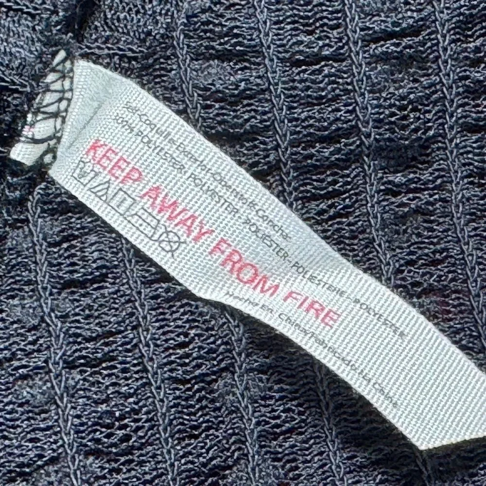 Intimately Free People‎ Puckered Black Crop Top Dotted Mesh Sleeves Sz M
